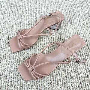 Schutz Nude Strappy Clear Block Heels Size 7.5